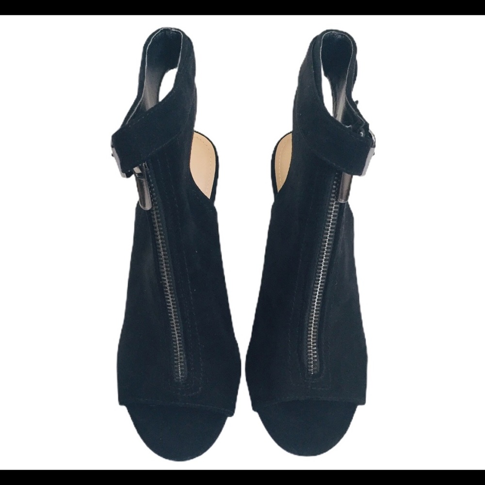 JUSTFAB Preslay Open Toe Front Zip Heeled Ankle Booties Black Size 7 - Picture 9 of 12